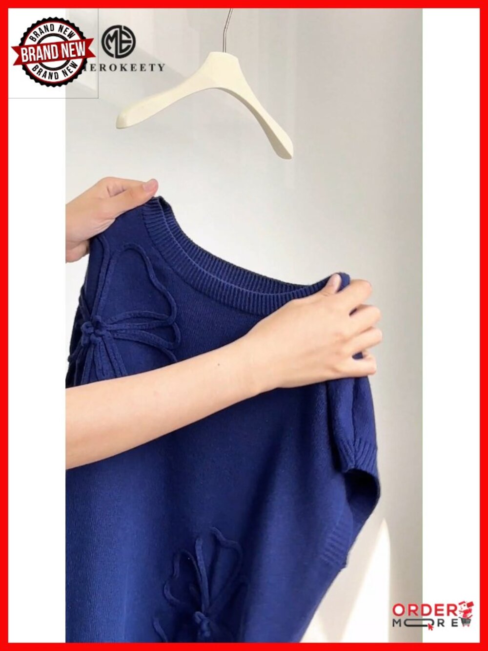 Floral Short Sleeve Sweater Vest Cap Sleeve Crew Neck Knit Work Top - Picture 6 of 6